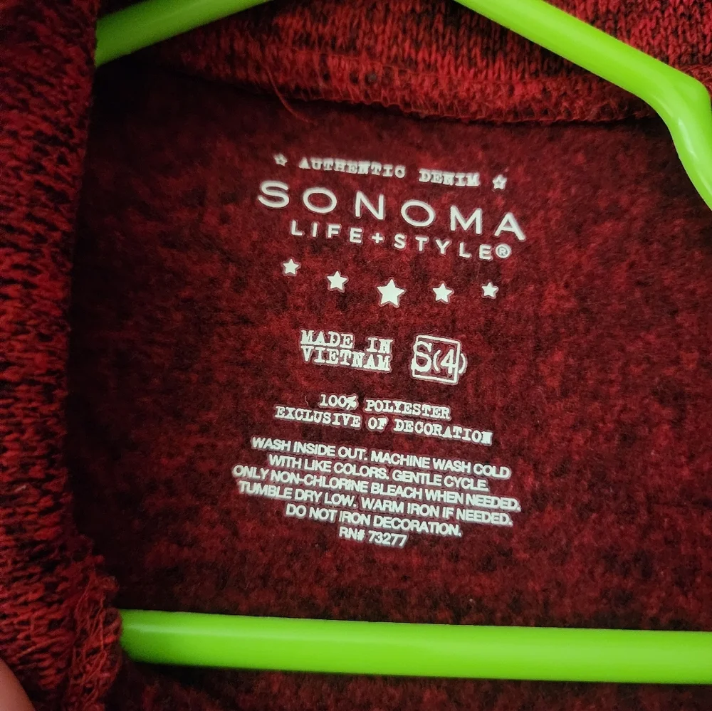 Sonoma Red Snowflake Fair Isle Quarter Zip Sweater Small
